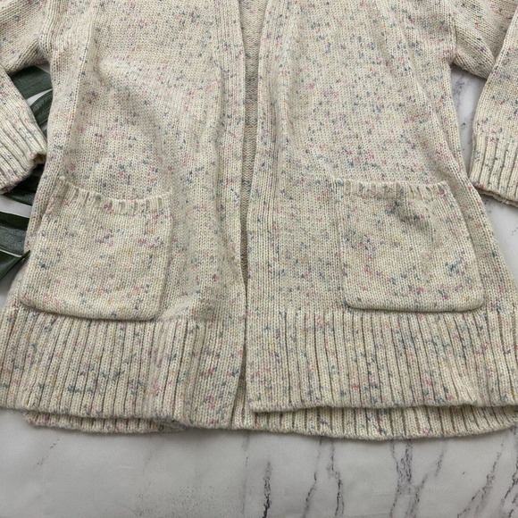 Gap Womens Open Front Cardigan Sweater Size S Petite Cream Pastel Flecks Wool - Picture 5 of 13
